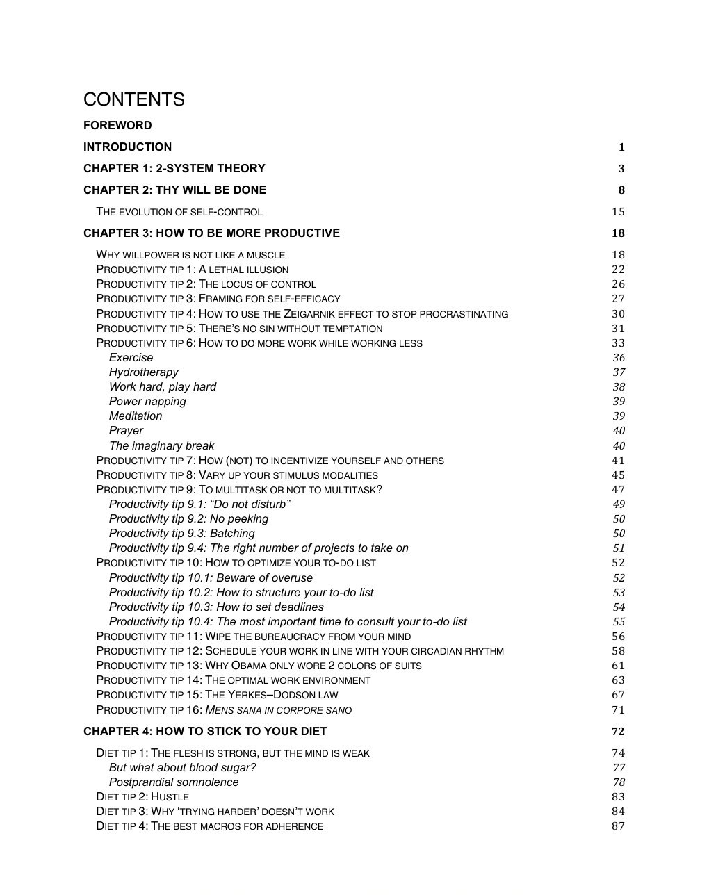 Table of contents
