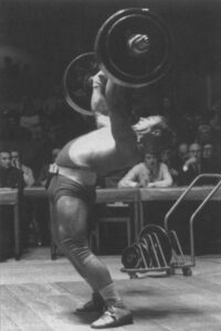Overhead press with a lot of backward lean